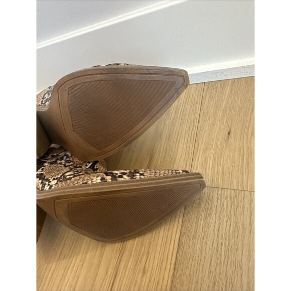 Steve Madden ALYSE Tan Multi Leather Pointed Zip Ankle Boots Block Heel SZ 10 - Picture 10 of 11